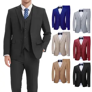 Men’s Classic 3-Piece Solid Color Suit – Notch Lapel Design, Versatile Gentleman Style, Perfect for Weddings, Business, Parties & Formal Events