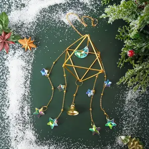 Crystal Moon Bell Wind Chime, Dreamcatcher Hanging Decor for Bedroom Balcony Porch Window Sill Decoration, Hanging Ornaments