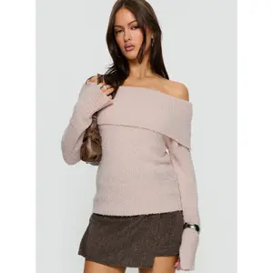 Clairissa Off Shoulder Knit Sweater Pink