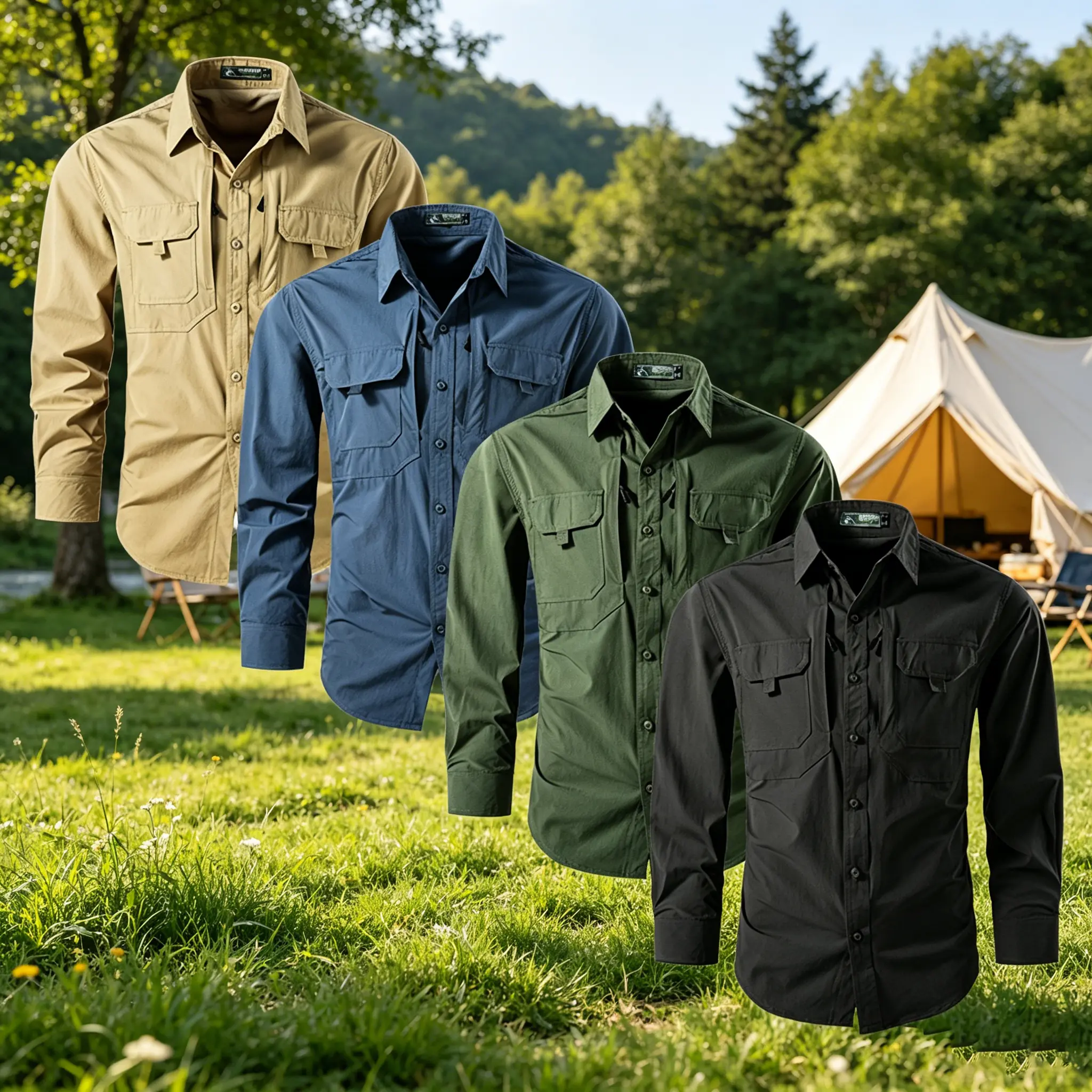 Single pack lightweight long-sleeve outdoor fishing shirt with cooling effect, made from stretchy nylon and spandex, featuring breathable sleeves that can be rolled up, a front zipper, and spacious pockets.