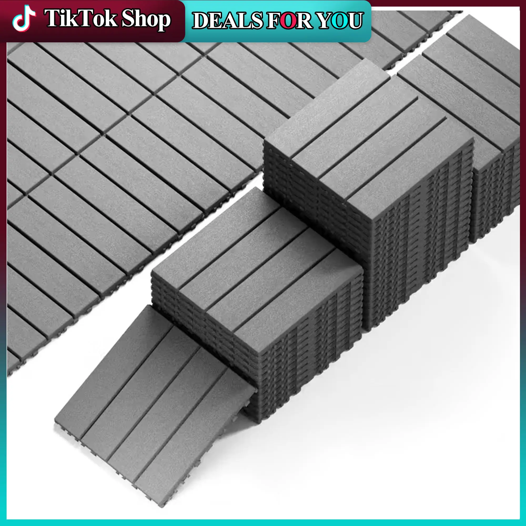 Zugelan 44-Pack Polypropylene Interlocking Patio Deck Tiles - Weatherproof Outdoor Flooring for Balcony, Easy to Install, Easy to Clean (1-Brown:1 Box=44 Pcs=44 Sqft;10-Dark Grey:1 Box=44 Pcs=44 Sqft)