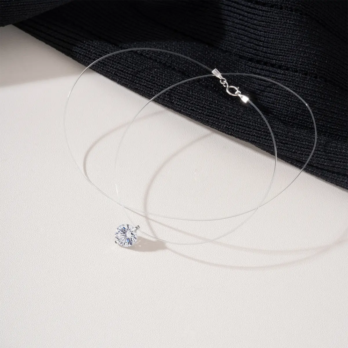 Women's Dainty Invisible Fishing Line Collar Chain - Solitaire Zircon Necklace (6MM/8MM/10MM, 20-inch, 1.5g) with Optical Illusion Design, Accessories for Women Ideal for Bridesmaid Proposals & Daily Wear