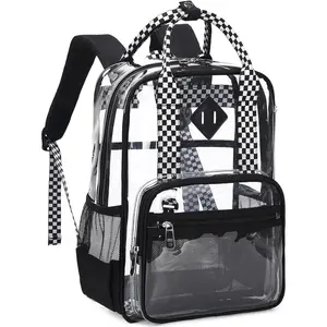 L-CPB021  Small Clear Backpack for School Transparent Bookbag for Kids Heavy Duty PVC See Through Backpack Stadium Approved