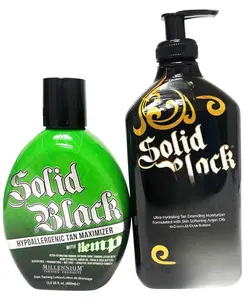 2 Pack - Millennium Tanning Products Solid Black Hypoallergenic Tan Maximizer w Hemp + Millennium Tanning Solid Black Tan Extender Moisturizer Lotion