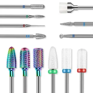 13PCS Nail Drill Bits Set, 3/32” Professional Drill Bits Nail Tech, Tungsten Carbide Ceramic Efile Nail Bits with Brush, Cuticle Remover Bits for Acrylic Gel Dip Powder Nail Manicure