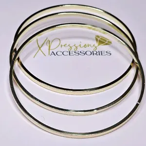 14k gold plated set of 3 round flat bangles