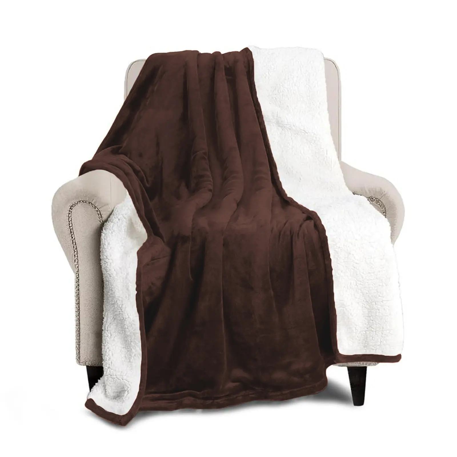 Imperial Homeware Sherpa Fleece Blanket, Dual-Layer 230 GSM Fleece and 180 GSM Sherpa, Warm Lightweight Throw for Bed, Sofa or Travel, Breathable Durable, King Queen Twin Throw Sizes, Easy Care
