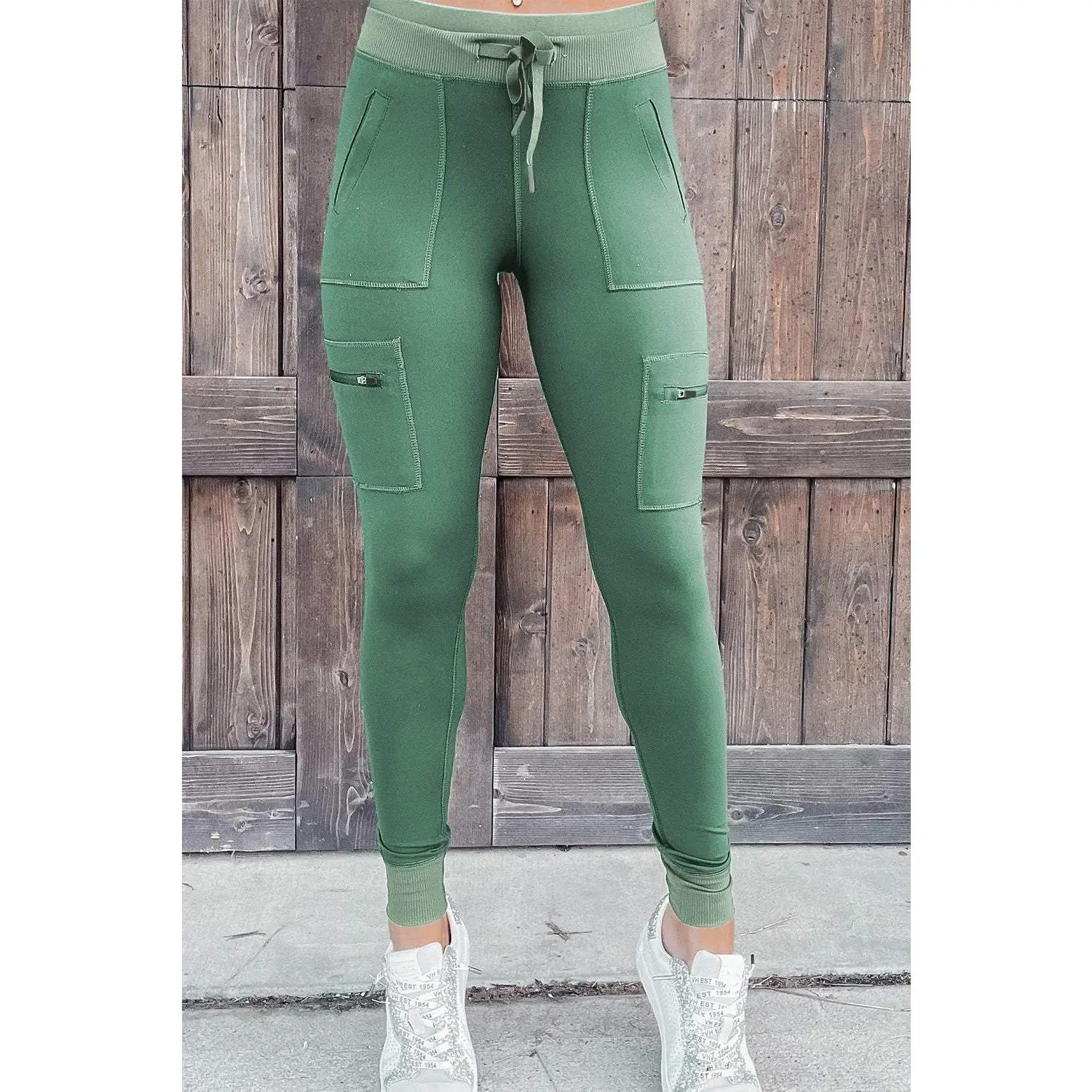 Green Cargo Leggings