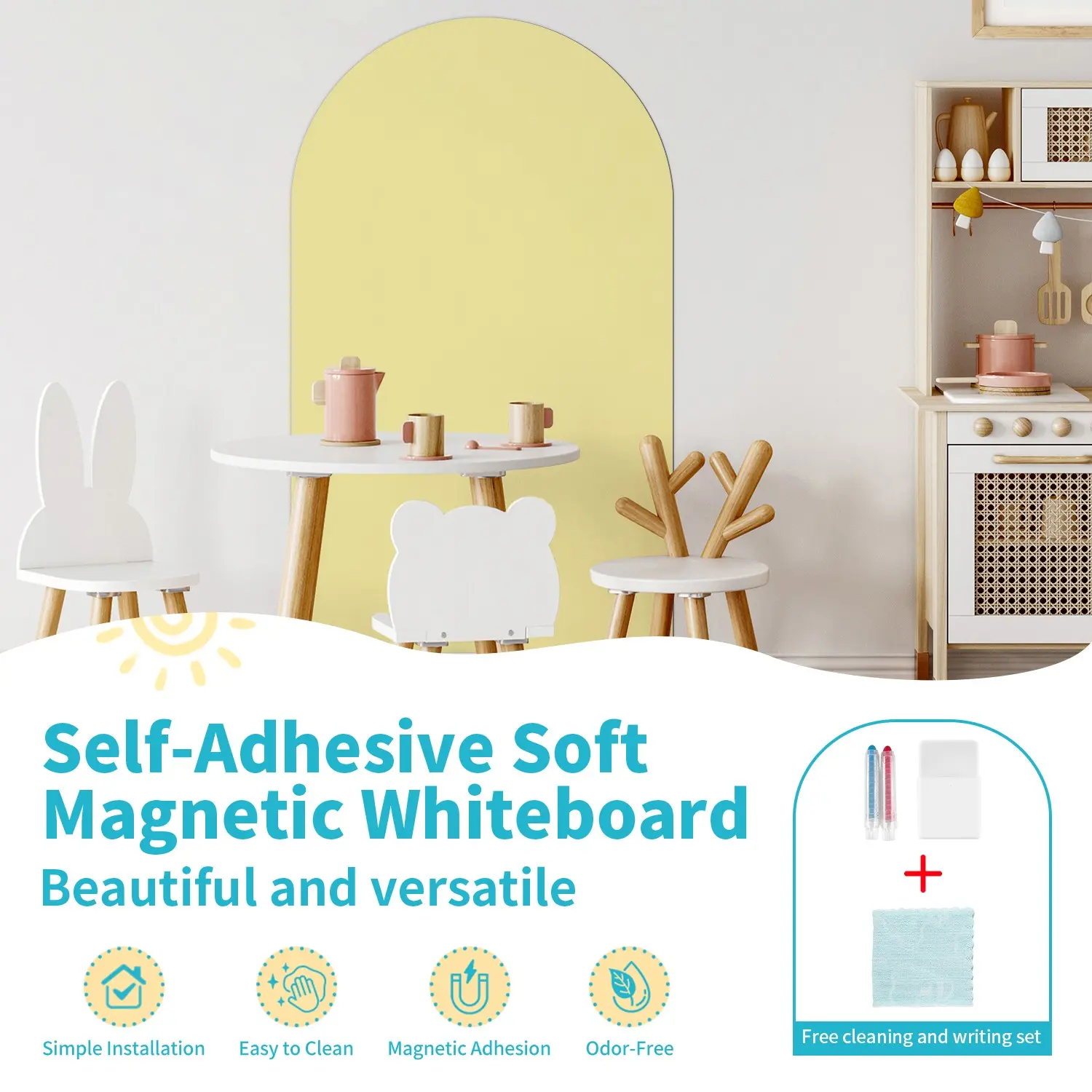 Arch Magnetic Erasable Whiteboard Wall Sticker, Removable Self-Adhesive Wallpaper, DIY Home Decor for Bedroom, Office, Living Room