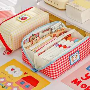 Large Capacity Expandable Pencil Case with Compartments, Portable School Stationery Organizer, Transparent Cosmetic Bag, Office Supplies, Office & Travel Use