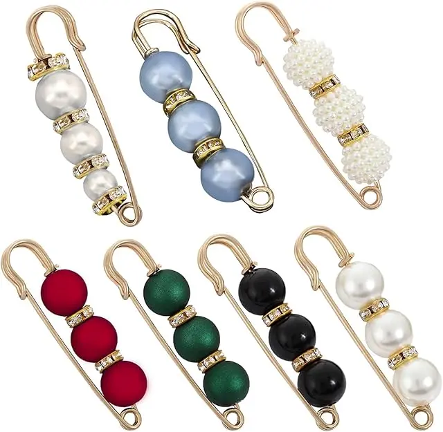 Elegant Metal Brooch Pin Set for Women, 7-Piece Faux Pearl & Crystal Fashion Clips for Sweaters and Dresses, Thoughtful Anniversary & Birthday Gift, Crystals Brooch, Alloy Brooch Pin