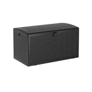 Garvee 73 Gallon Waterproof Large Resin Deck Box for Indoor and Outdoor Use, Lockable Storage Container Ideal for Patio Furniture Cushions, Throw Pillows, Garden Tools, and Pool Floats in Black