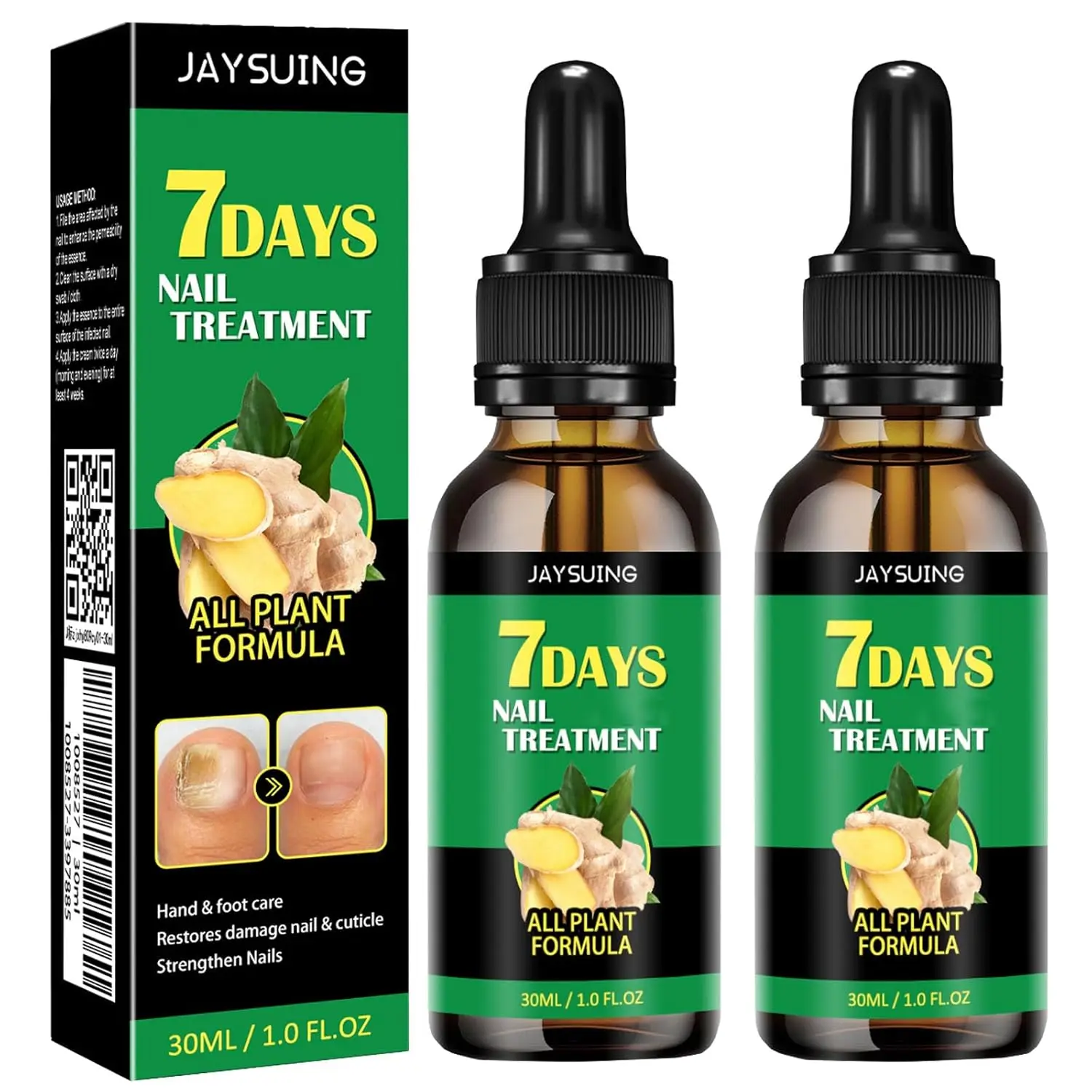 Ginger Nail Therapy Serum 30ml - Strengthens Weak Nails, Repairs Damage, Nourishes Cuticles, Natural Formula with Ginger Extract for Manicure Daily treatment Moisturizer Green Moisture Comfort nailgrowthoil