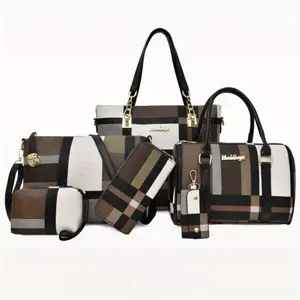 Juan6pcs Womens Handbags Tote Bags Shoulder Bag Purses Satchel Bag Top-Handle Handbag Crossbody Bag Wallet Clutch