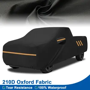 Universal All Weather Waterproof Truck Cover for Pickup, 210D PU Heavy Duty Car Cover with UV Protection, Windproof Straps & Reflective Strips, Outdoor Dustproof Protection