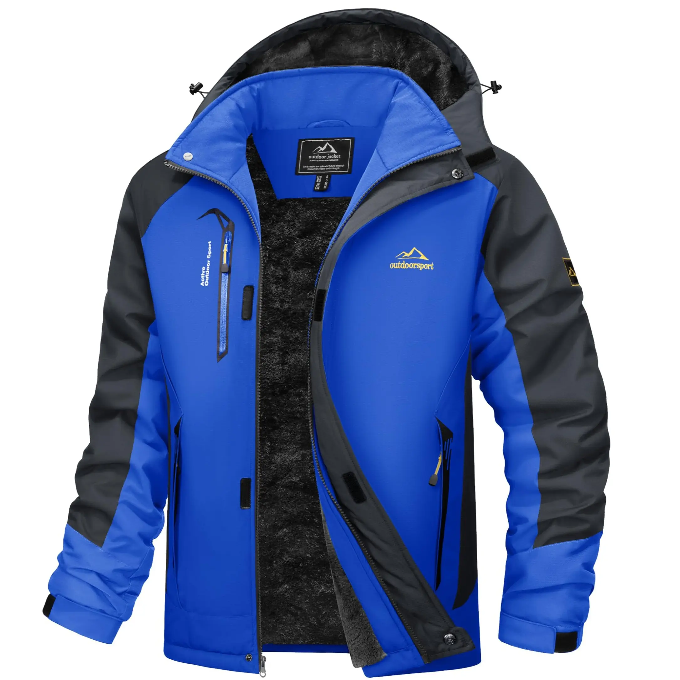 MAGCOMSEN Men's Fleece Lined Winter Parka, Water Resistant Outdoor Sports Outerwear with Detachable Hood, Athletic Jacket, Snowboard Jacket, Waterproof Outdoor Wear, Coats, Hunting