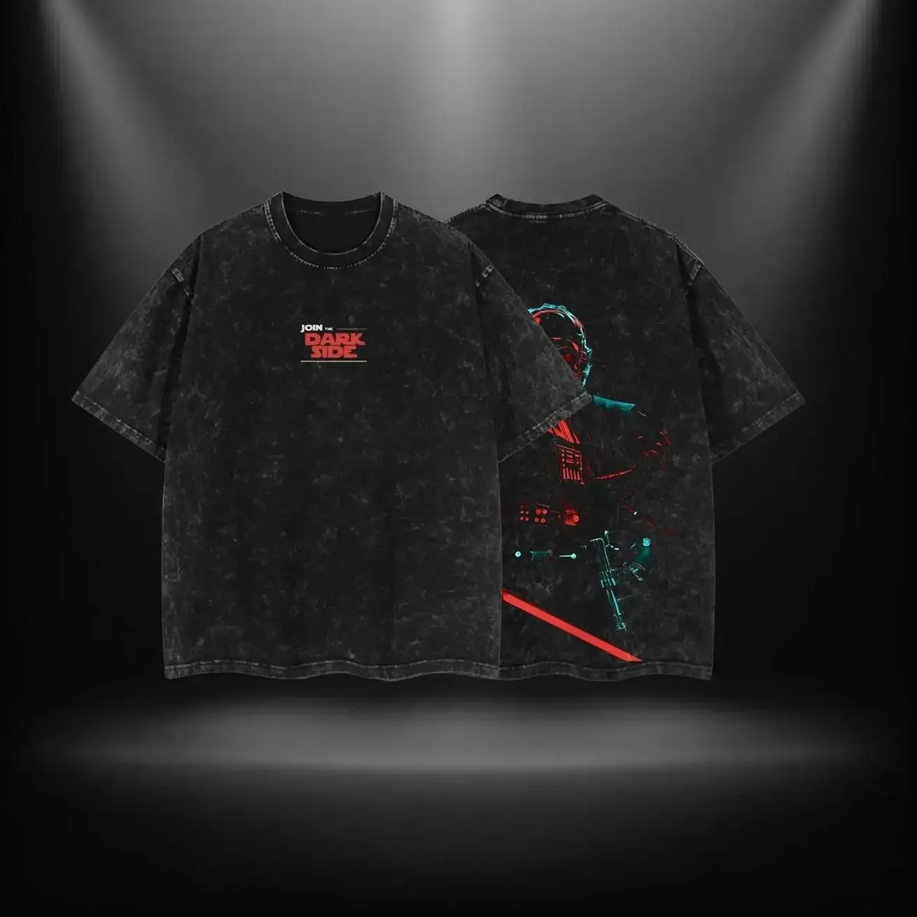 Women's Anakin Sith Lord Join The Dark Side - Battlefront 3 Double Printed Oversize Lightweight Acid Washed Seamless Shortsleeve Cotton TV Show Graphic Tee, Garments Apparel for Comic/Movie Lovers, Day Wear Streetwear 05E
