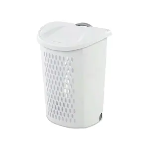 Ultra Wheeled Hamper - Plastic Laundry Hamper with Handle for Easy Transport