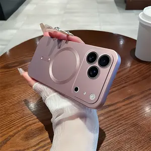 Soft Magnetic Case for iPhone 17 Pro Max 16 15 14 Plus Pro,with Camera Lens Protector, Compatible with Magnetic, Slim Shockproof Bumper Soft Silicone Metallic Luster Phone Case for iPhone 17 Pro Max