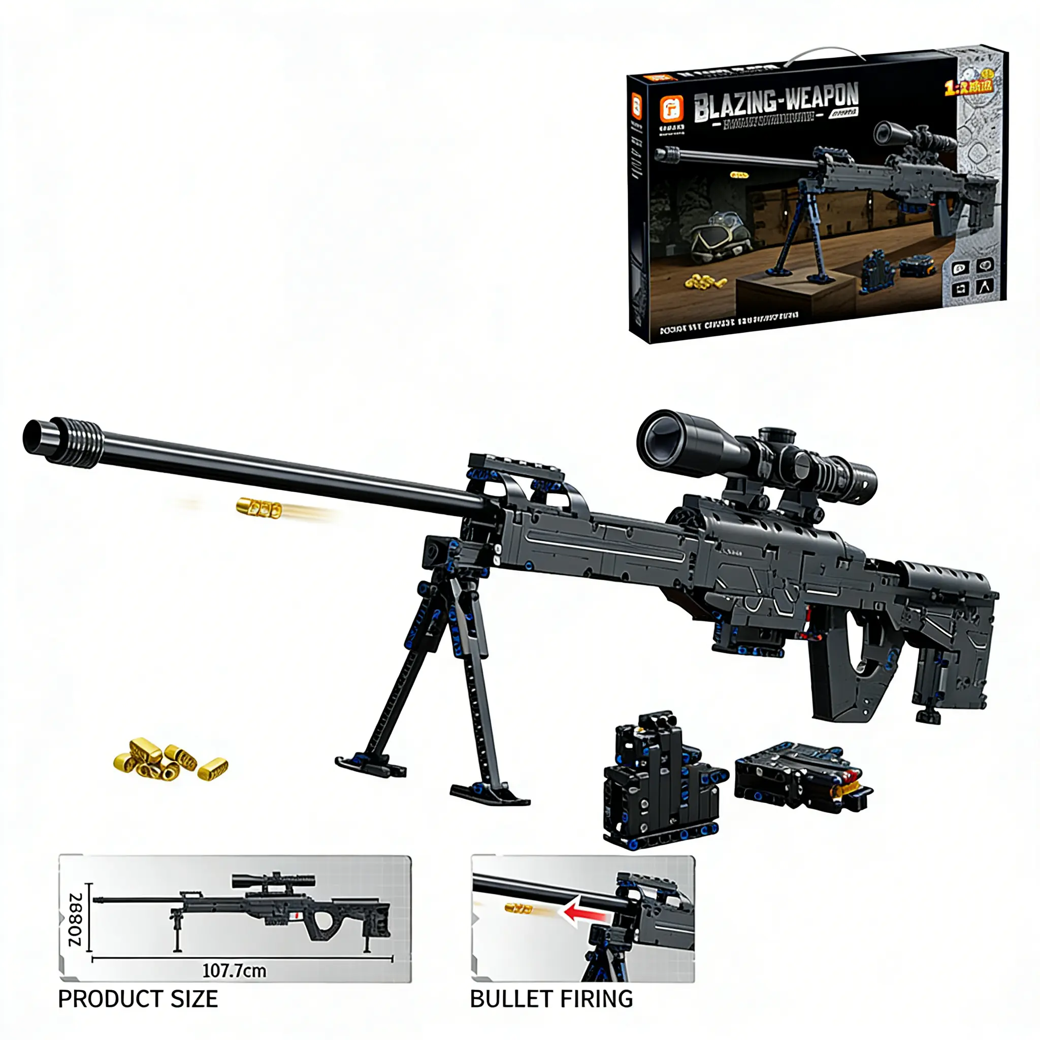 1400pcs Building Block Blaster Set - High-Difficulty Assembly Toy for Adults, Ideal Halloween & Christmas Gift for Collectors, Boy Gifts with Blaster Guns