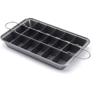 Brownie Pan Non-Stick with Dividers, Brownie , Brownie Trays,18 Pre-slice  Edges, Muffin and Cupcake Pan for Baking - 12 X 8 X 2 Inches (Gray)