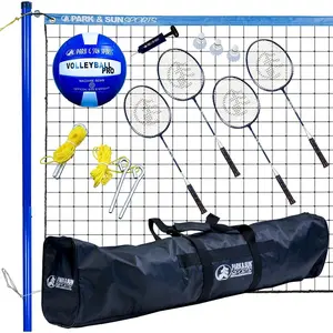 212 MAIN Badminton & Volleyball Combo Set - 1x0.25in Shuttlecock, Aluminum Rackets, Heavy-Duty Zipper Bag, Essential Equipment for Sports & Outdoor Use