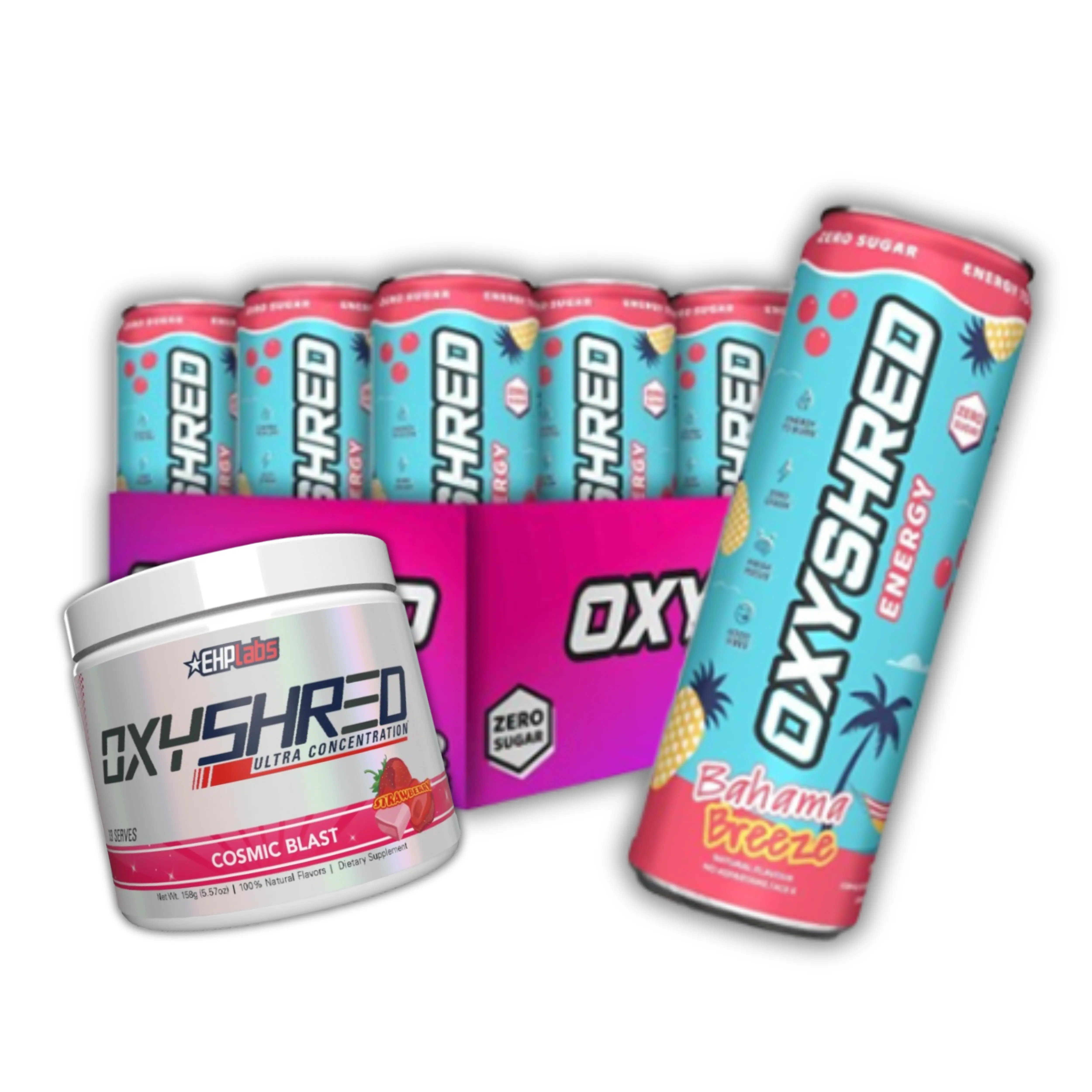 OxyShred Energy Drink + Ultra Powder Bundle | RTD Cans + Pre-Workout Mix | Zero Sugar Energy & Focus Support | All-Day Energy Combo