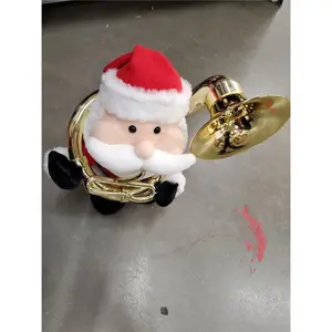 Gemmy Animated Christmas Plush Santa Playing Tuba Light Up LED Cheeks Dancing