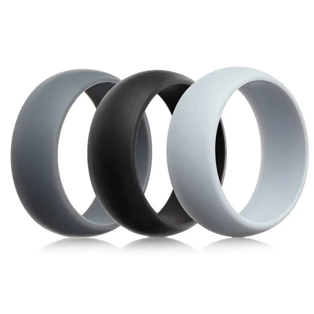 OIDEA Men's 100% Silicone Rings, 3-Pack Medical-Grade Soft and Flexible Wedding Bands - Comfort Fit for Sports, Workouts, Rubber Rings, Trades, Flexible Band, Simple, Adjustable, Daily, 3 Colors, Male, Non-Scratching, Outdoor Activities, Practical Wedding