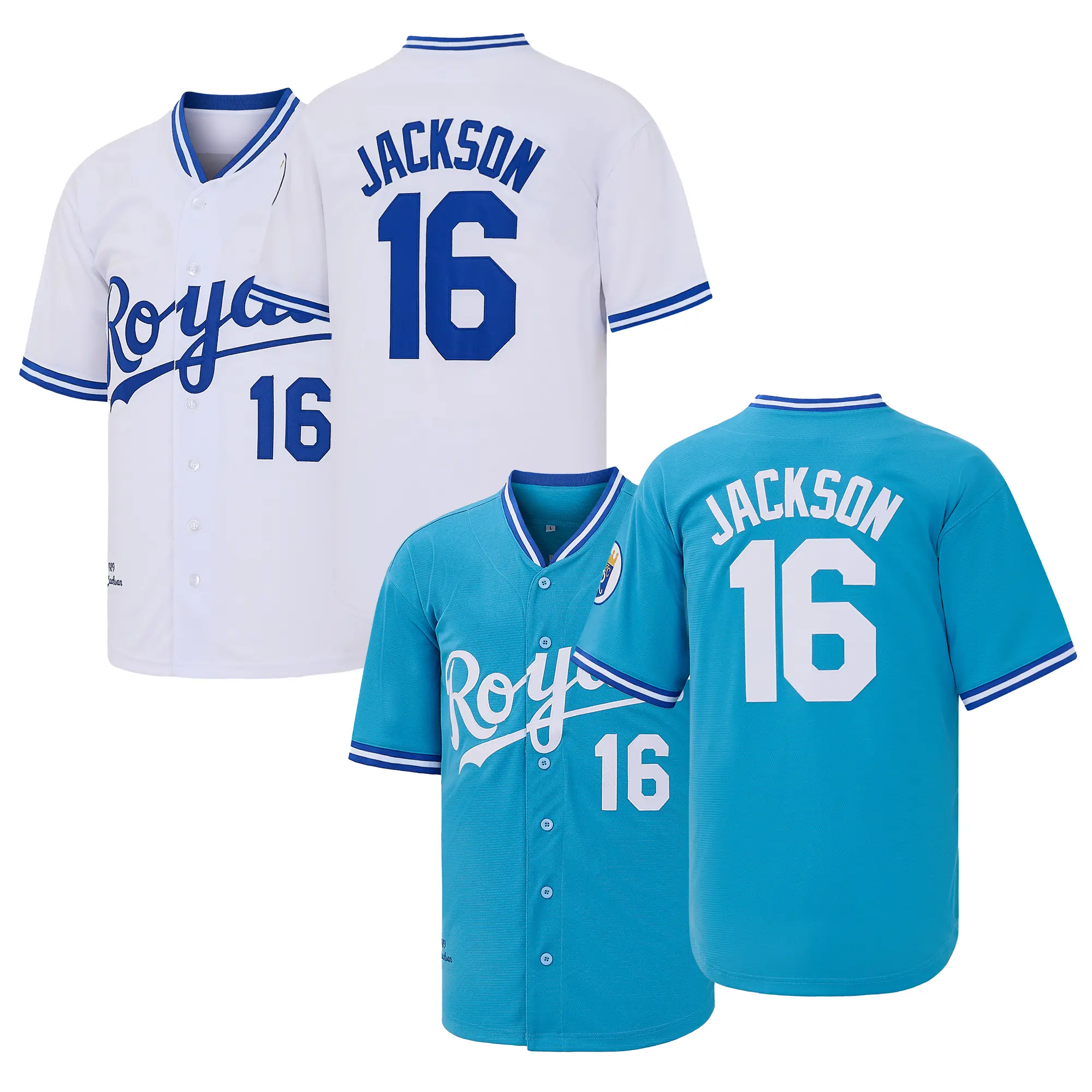 Men's #16 Bo Jackson 1989 Embroidery Number Stitching Baseball Jersey - Short Sleeve Tops, Male Size Professional Sports Apparel, Commemorative Gift For Fans