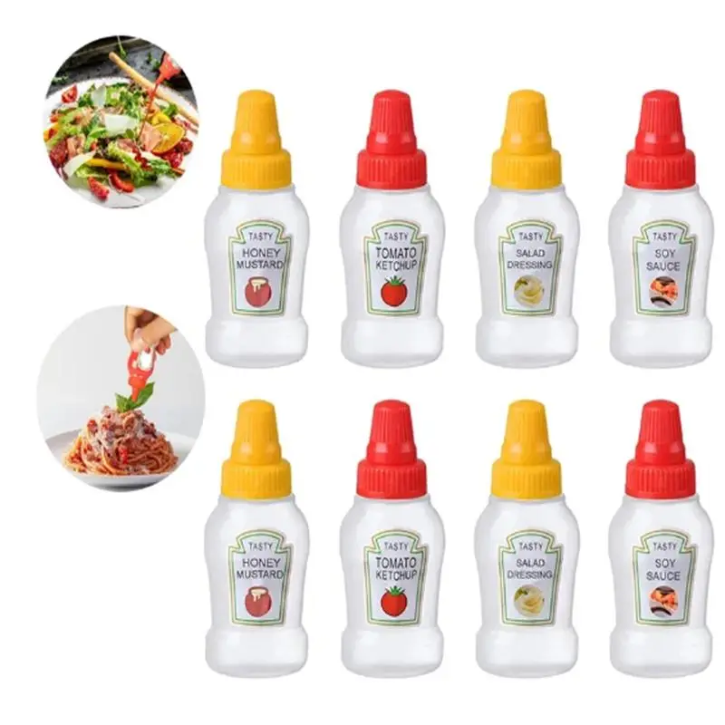 25ml Mini Empty Sauce Squeeze Bottle 8 Counts Clear Sauce Bottle for Ketchup Salad Dressing
