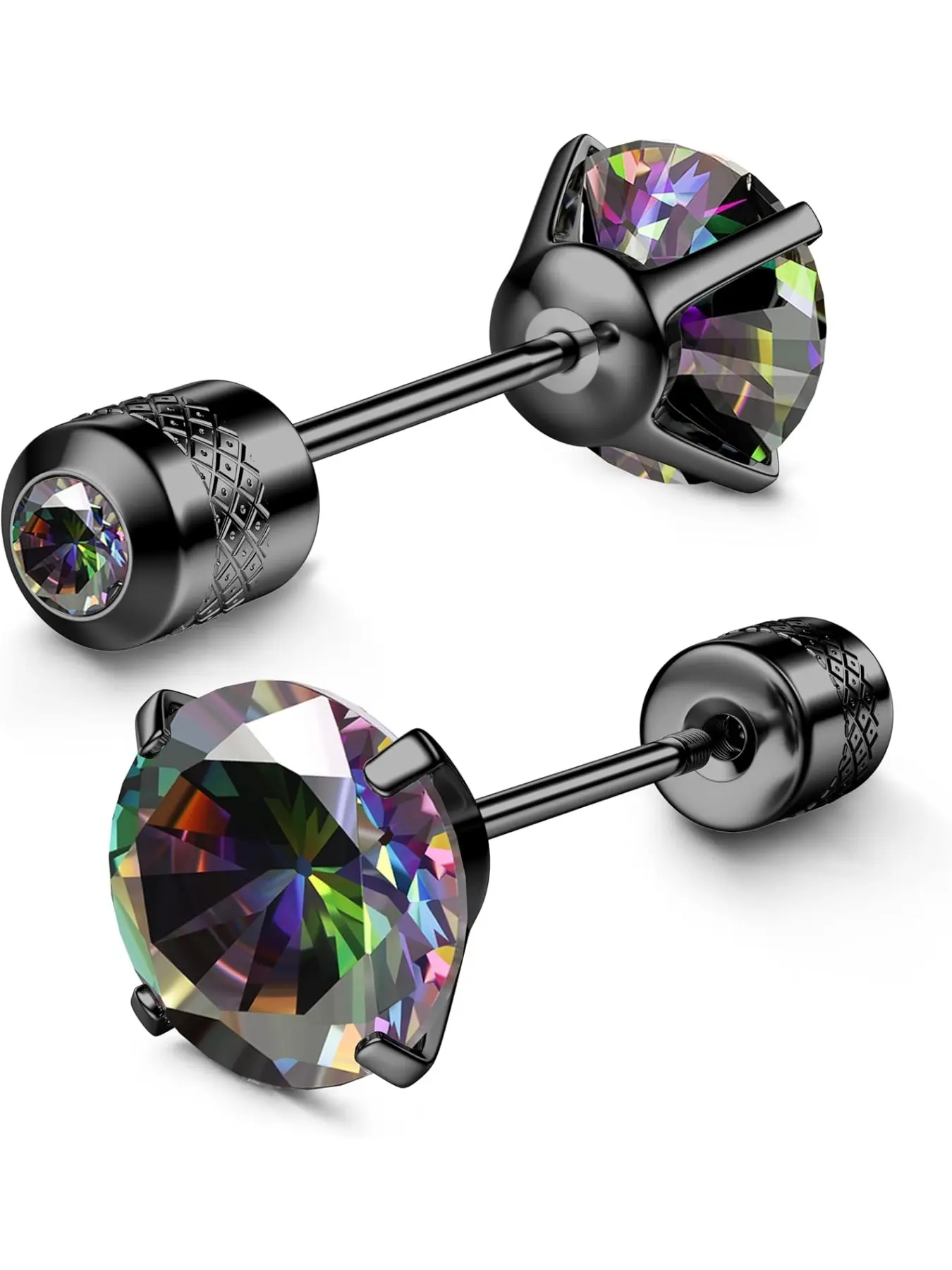 Hypoallergenic G23 Titanium Screw Back Earrings, 20g Pure Titanium Posts, 5a Cz Studs for Sensitive Ears, Unisex Casual Jewelry, High Quality Earrings, Ear Accessories