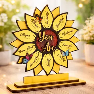 Sunflower "God Says You Are" Wood Plaque – Inspirational Christian Gift for Mom, Bible Verse Decor for Mother's Day