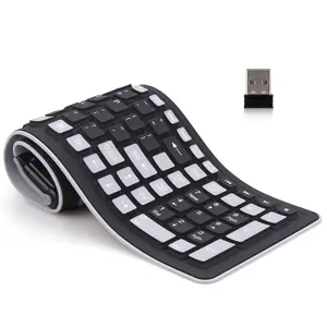 Foldable Wireless Silicone Keyboard, 2.4GHz Roll-Up Waterproof Keyboard, Lightweight Portable Typing Keyboard for Laptop, PC, Tablet & Travel