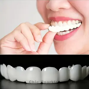 2 Pieces Unisex Dental Veneers - Comfortable and Fit - White Upper and Lower Denture Veneers - Create a Confident Smile - Suitable for Daily Use