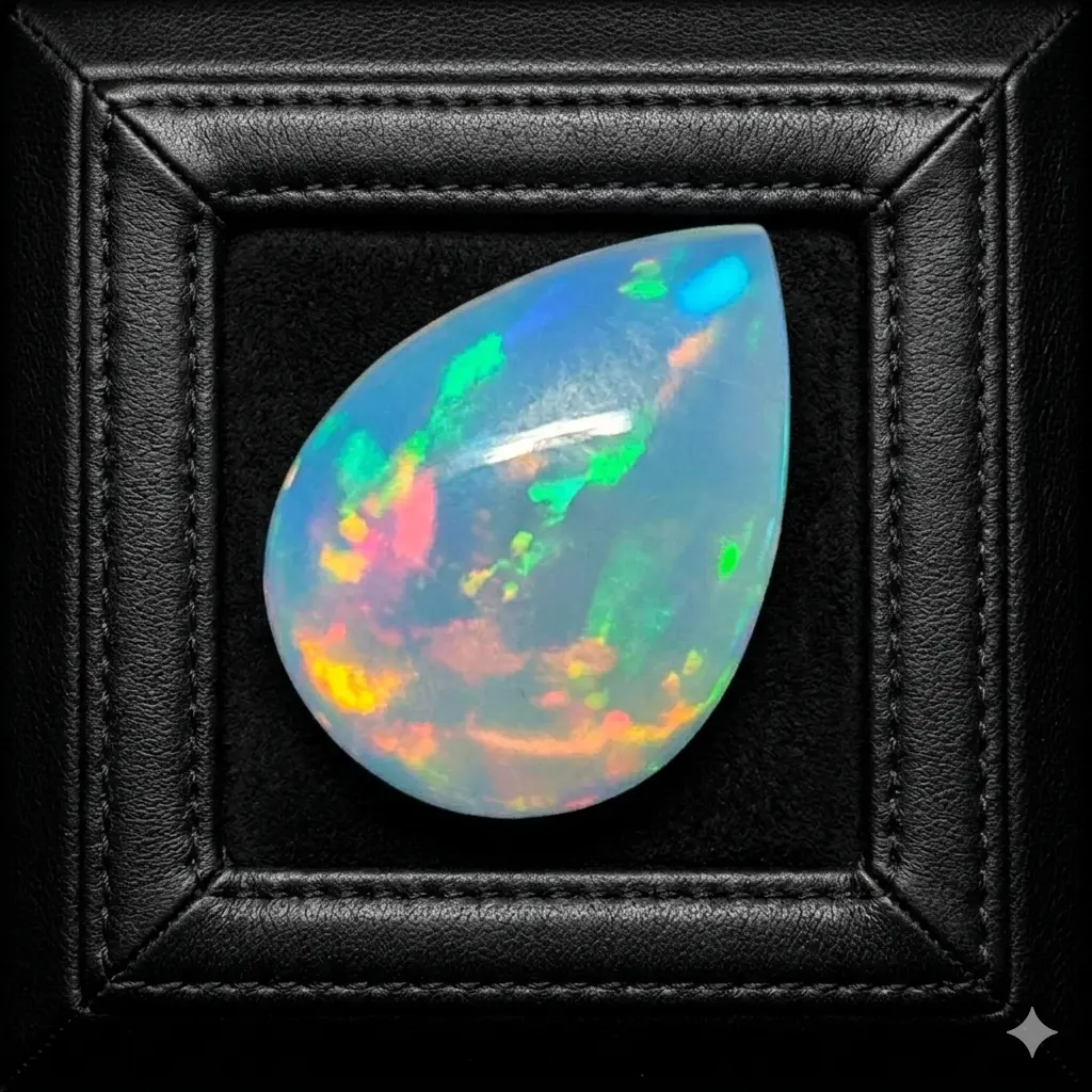 Natural Ethiopian Opal 4.9ct, Pear-Shaped Semiprecious Stone with Vibrant Play-of-Color, Distinctive Loose Gem for Jewelry Making & Collectors, Bouncing Play-Of-Color, Enthusiasts