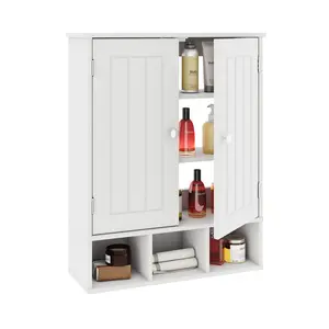 Over Toilet Storage Cabinet with 2 Door,Bathroom Organizer with Adjustable Shelf,Wall Mounting Type,Small Cupboard,Space Saver,Three Styles to Choose From