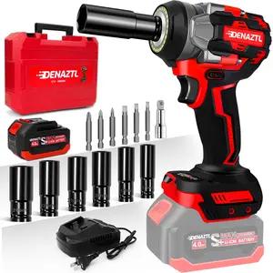 DENAZTL 1/2 Brushless lmpact Wrench kit , 21V Cordless pistola de impacto w/ 3 Variable Speeds, High Torque Max 450ft-lbs (600 Nm), 4.0Ah Li-ion Battery and Fast Charger, 6Pcs  Sockets, Car Bolts Impact Gun, diy lover, Father's Day Gift tiktokshopspringgl