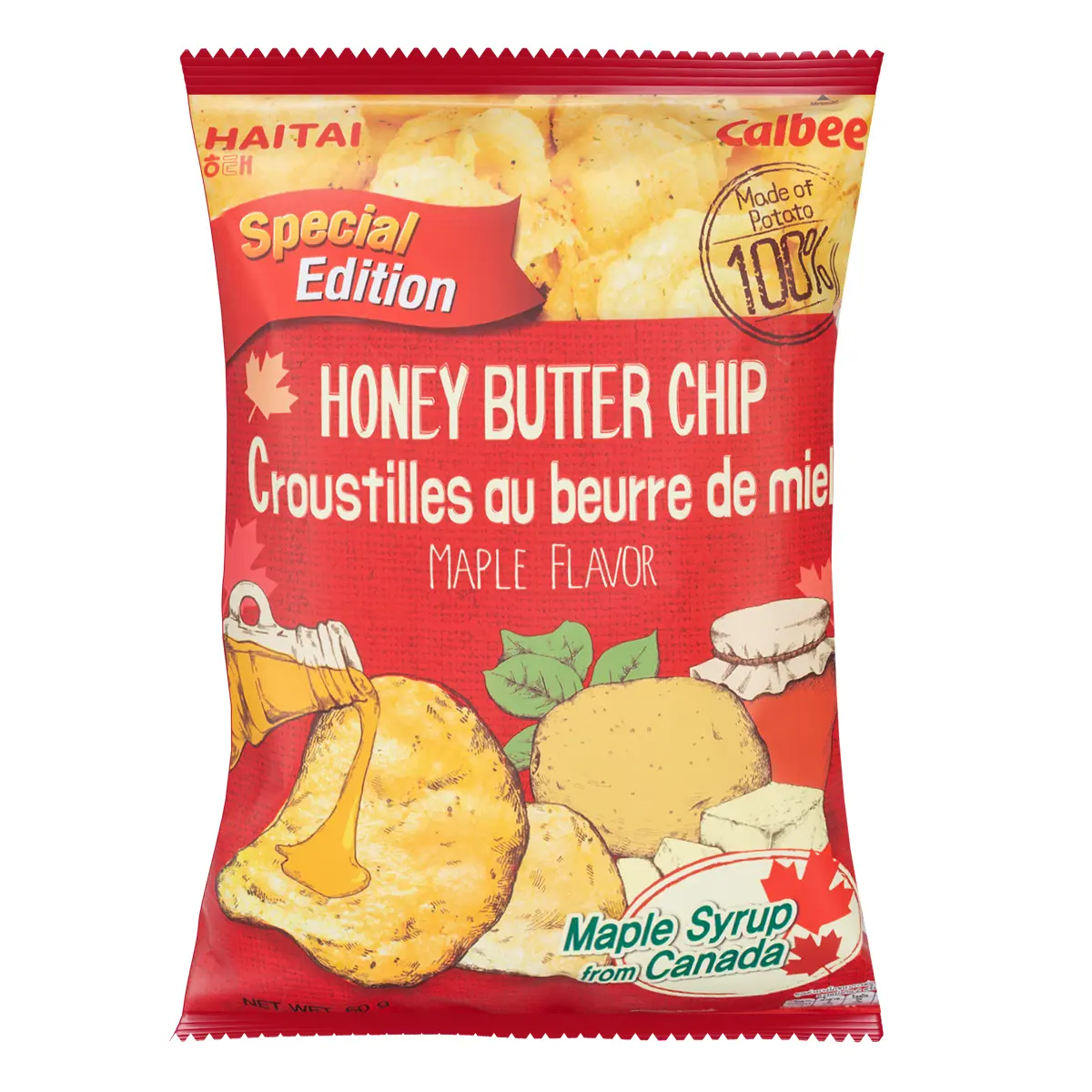 Haitai x Calbee Honey Butter Chip Maple Flavor 60 g Haitai x Calbee Honey Butter Chip Maple Flavor 60 g