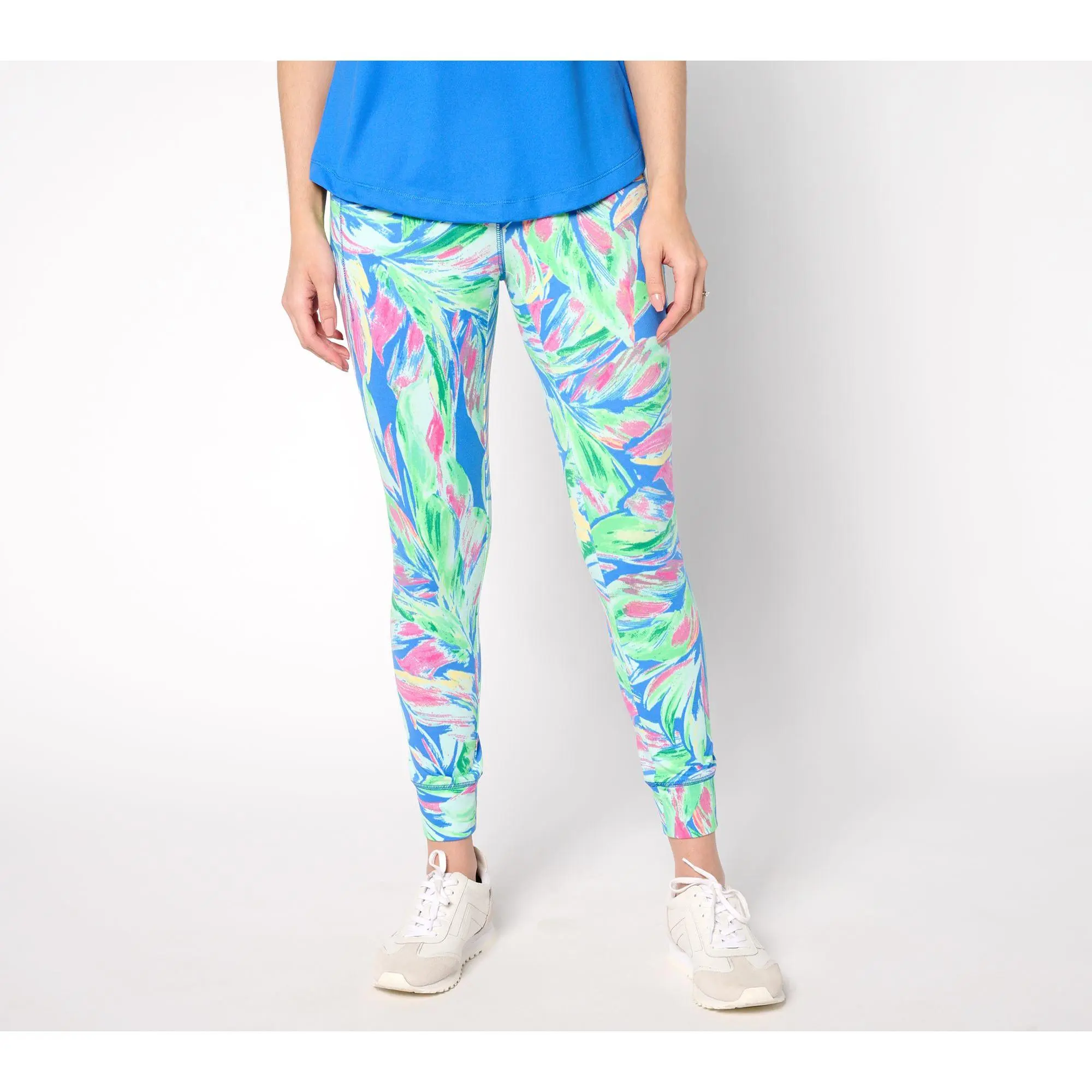 Belle Body by Kim Gravel Petite Watercolor Palm Crop Joggers