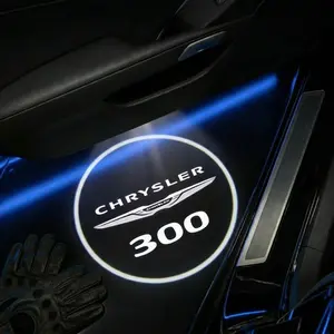 2 Pcs Chrysler 300 Carbon Fiber Welcome Lights Set, Car Door Projection Lamp, Laser Light, Decorative Floor Lamp (batteries Not Included)