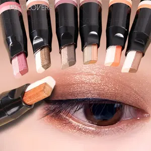 6pcs Two Tone Gradient Eyeshadow Pen Eye Brightening Metallic Glitter Earth Tone Smudge Proof Lazy 2 in 1 Eyeshadow Stick