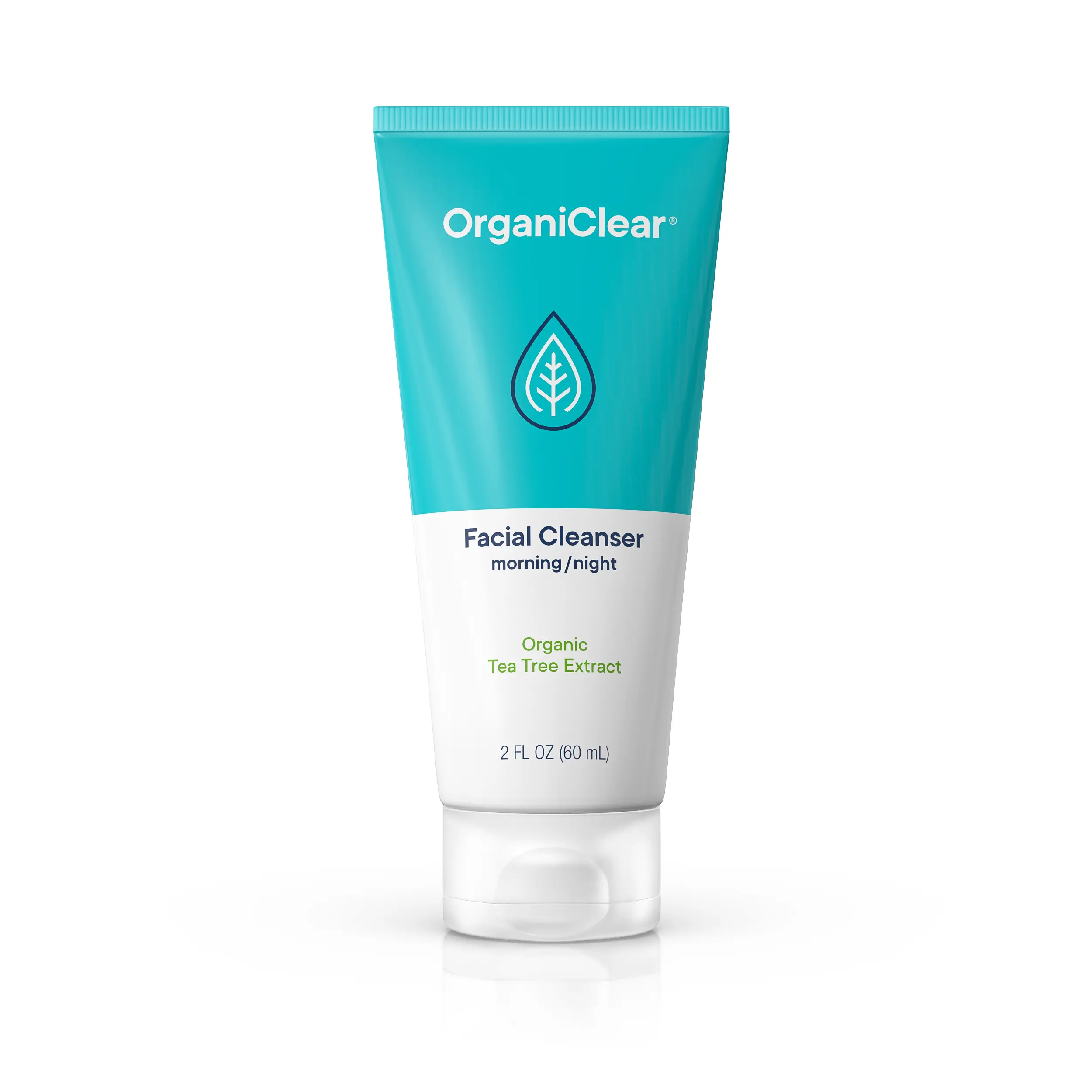 OrganiClear Facial Cleanser, Gentle Yet Effective Cleansing Formula for Daily Skincare Use.  Protects Skin Moisture Barrier. Removes Makeup. Tea Tree.  Salicylic Acid Natural Exfoliant. All Skin Types. All Ages.