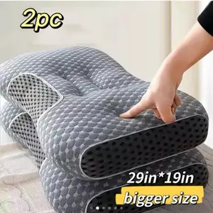 Pain-Relieving Memory Foam Neck Pillows Set of 2 for Maximum Comfort with Textured Surface and Ergonomic Design for Improved Sleep Quality