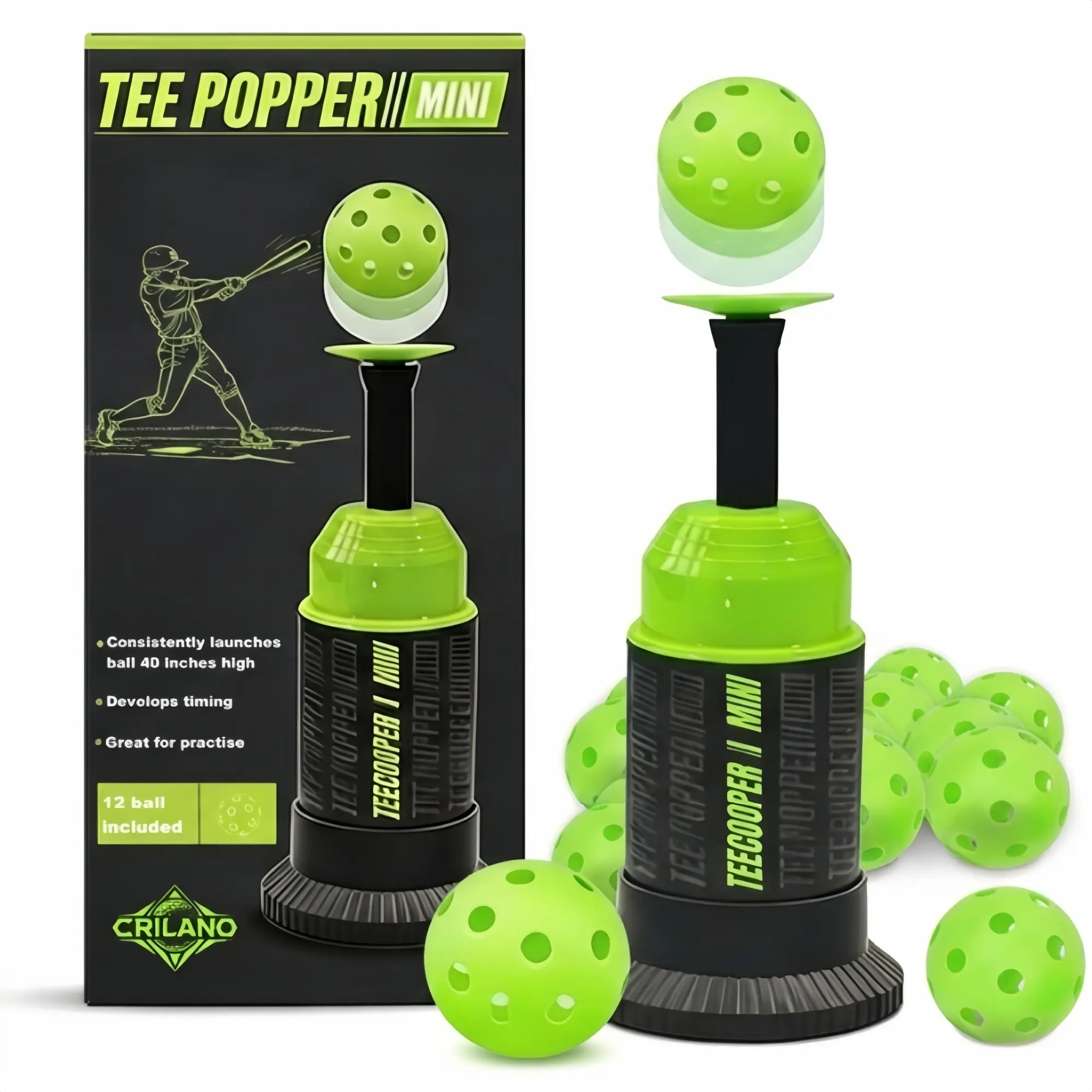 Popper tee,Mini Batting Tee Without a Pitcher for Perfect Swings Baseball Training for Hitting Practicing (Mini Popper Balls 12 Pack Included)