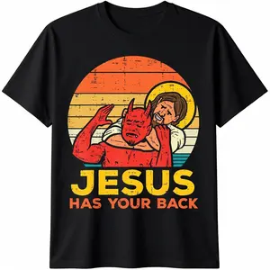 100% Cotton Jesus Has Your Back Jiu Jitsu Retro Christian Men Women Kids T-Shirt