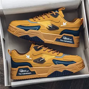 US Warehouse In-Stock Fast Shipping 2026 Fall New Men's Leather Sports Casual Flat Skate Shoes Soft Sole Soft Leather Panel Shoes