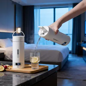 Portable Travel Electric Kettle with 4 Temperature Controls | Fast Heating Mini Thermostatic Kettle for Tea & Coffee on the Go. Compact Water Heater for Home Kitchen, Office & Travel Use. (White)