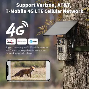 Solar Powered Wireless 4G LTE Trail Camera- Game Cameras with 2K Live Video,WiFi Not Supported, Remote APP Controlled, WaterProof, Motion Activated, Night Vision, 4G Data Cellular Card Included (Data refill is required for Unlimited 4G data usage)