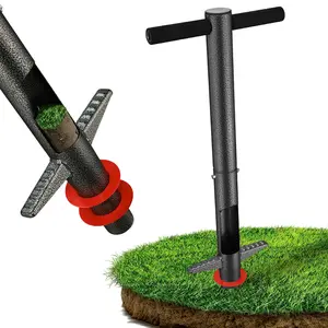 Bulb Planter Tool - 33" Long Handle Sod Plugger Lawn Plug Digger,Auto Plug Eject,Heavy Duty Garden Plant Hole Cutter for Grass,Tulip,Soil Transplant Plugging,Turf Repair Remover for Yard - Gray